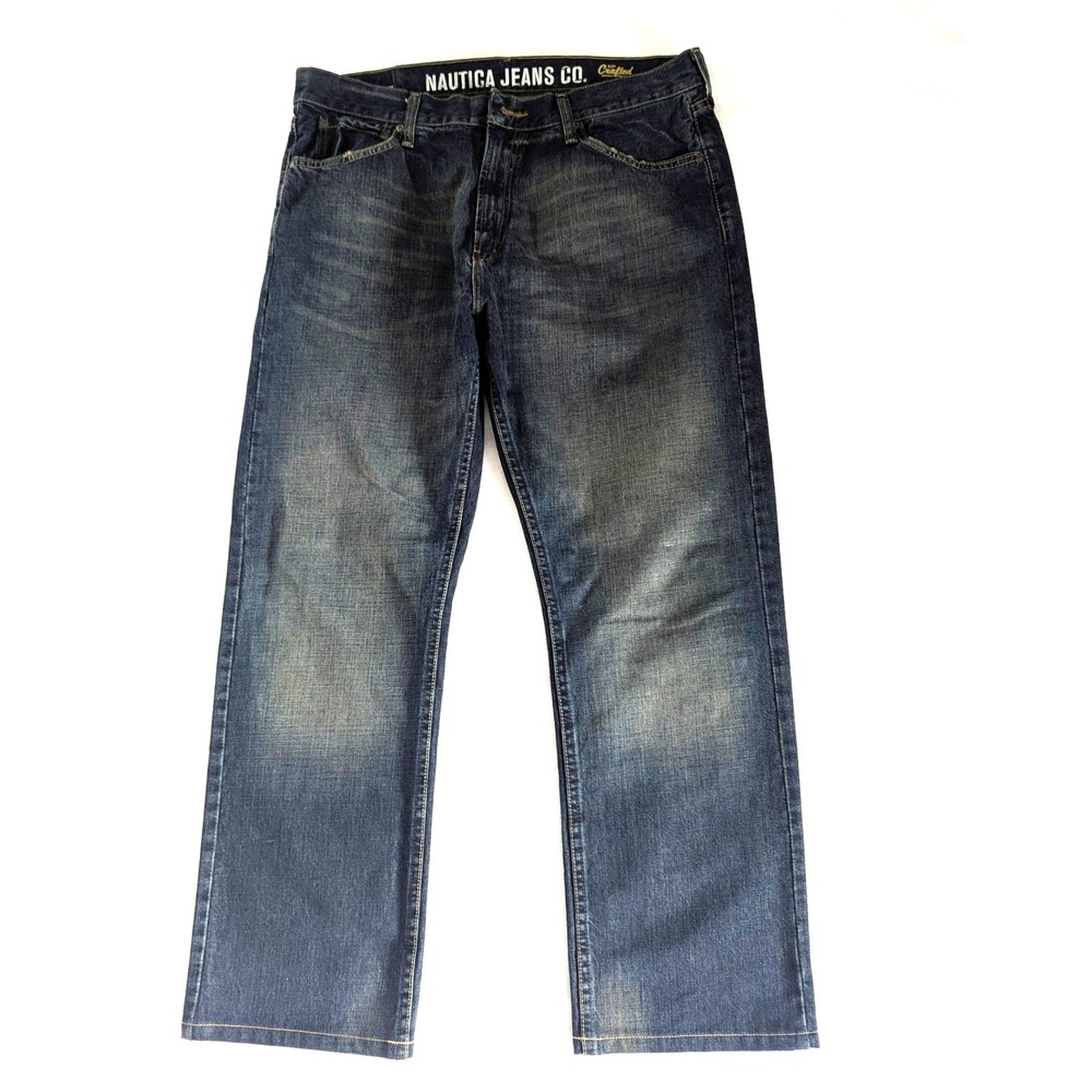 Nautica Jeans Co‎ Relaxed Fit Dark Wash Denim Men's Jeans Size 36 x 32 Wide Leg